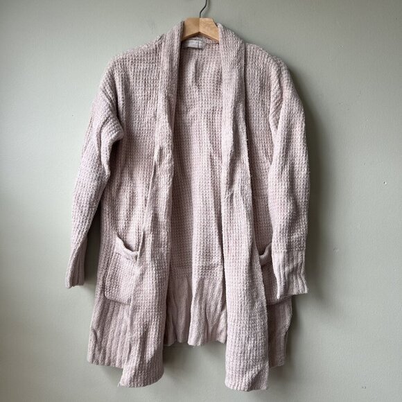 Barefoot Dreams CozyChic Lite Open Front Cardigan Long Sleeve Pockets Beige Wome - Picture 1 of 2